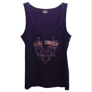 Harley Davidson Women's Scoop Neck Tank Top Size 1W Black
